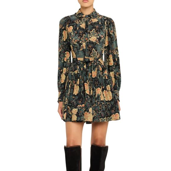 Ulla Johnson Simona Silk Long Sleeve Mini Dress in Nuit US 4 - Picture 1 of 8